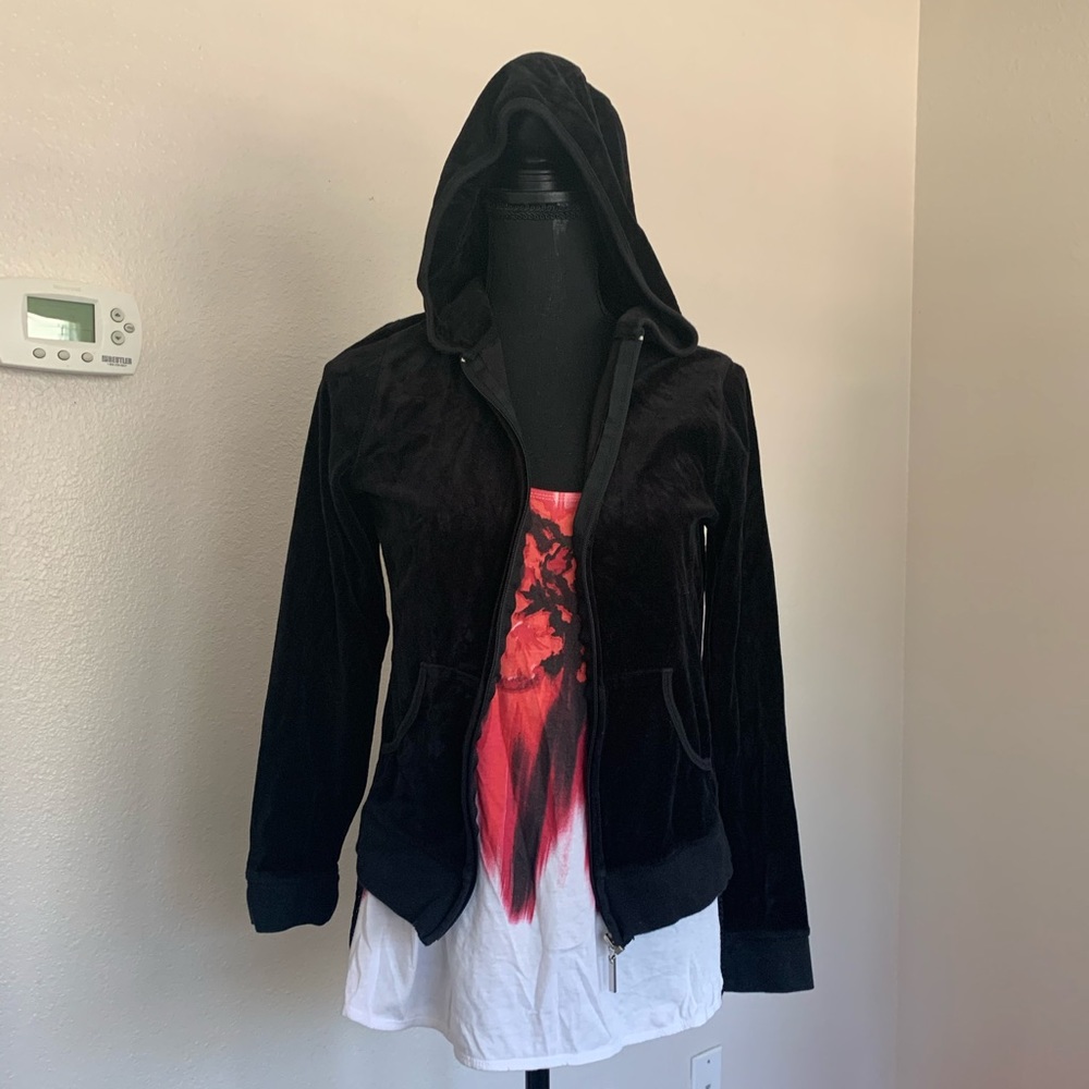 Black Velour Hoodie